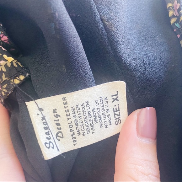 Vintage 90s y2k Black Floral Slip Midi Dress Wedding Event Formal - Picture 6 of 8